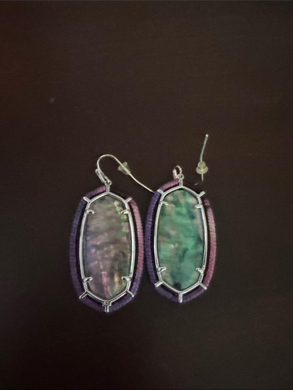 Kendra Scott Purple Framed Abalone Drop Earrings